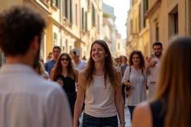 Group on a guided city tour of a historic European city